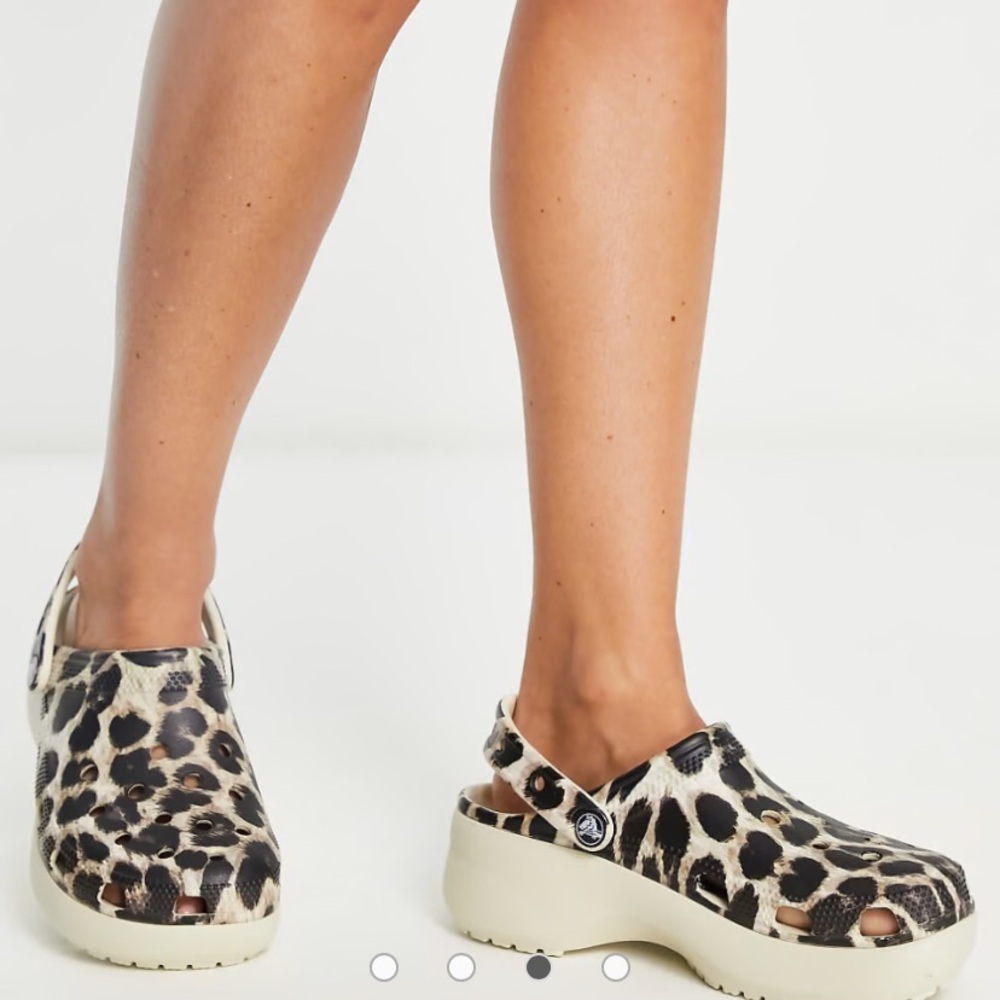 CROCS Leopard Print Mules with Cream Sole